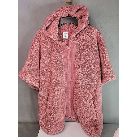 CAbi Embrace Topper Hooded Fleece Jacket Zip Front Women Large 4121 Dusty Rose - Picture 2 of 13